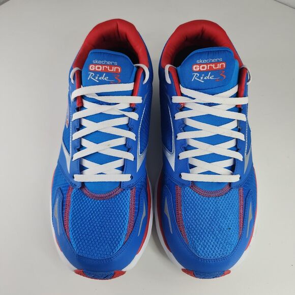 Skechers GOrun Ride 3 Running Shoes Blue Red White Men’s Size 13 Lightweight - Picture 4 of 13
